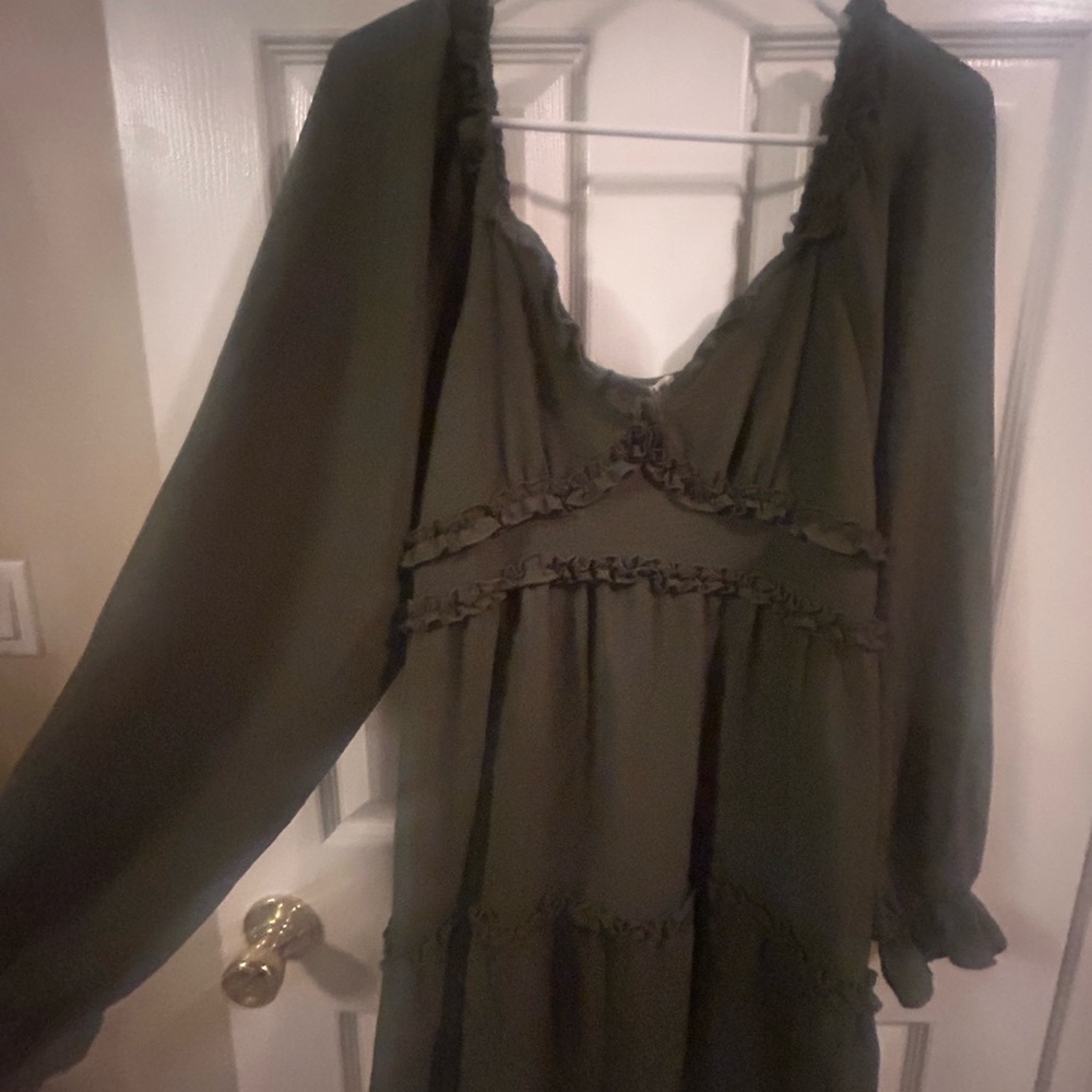 Inspired Hearts Dark Green Long Sleeve Dress